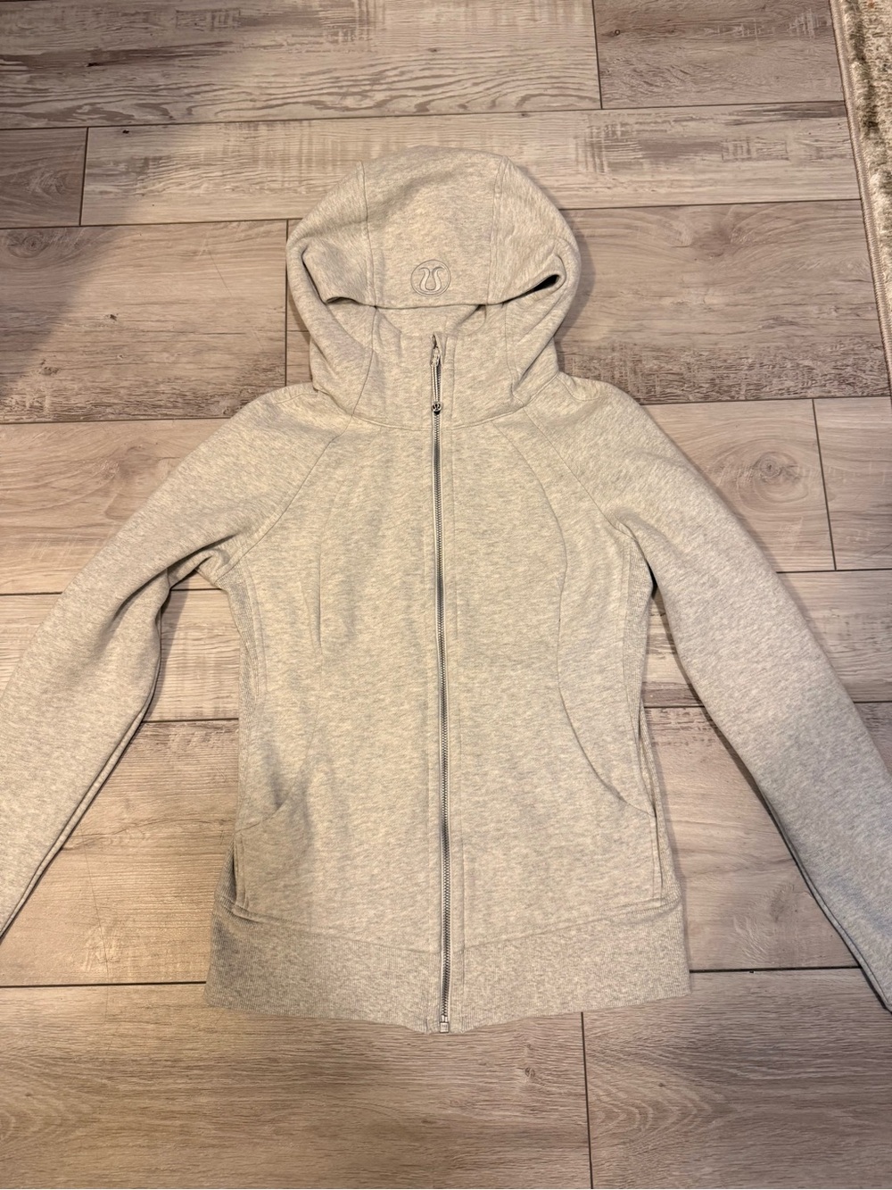 lululemon athletica Heather Light Gray Hooded Full-Zip Jacket